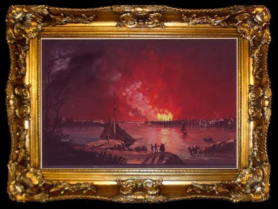 framed  Nicolino V. Calyo Great Fire of New York, ta009-2